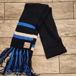 A. Eagle Black Scarf with Blue and Cream Stripes Y2K Snow Winter